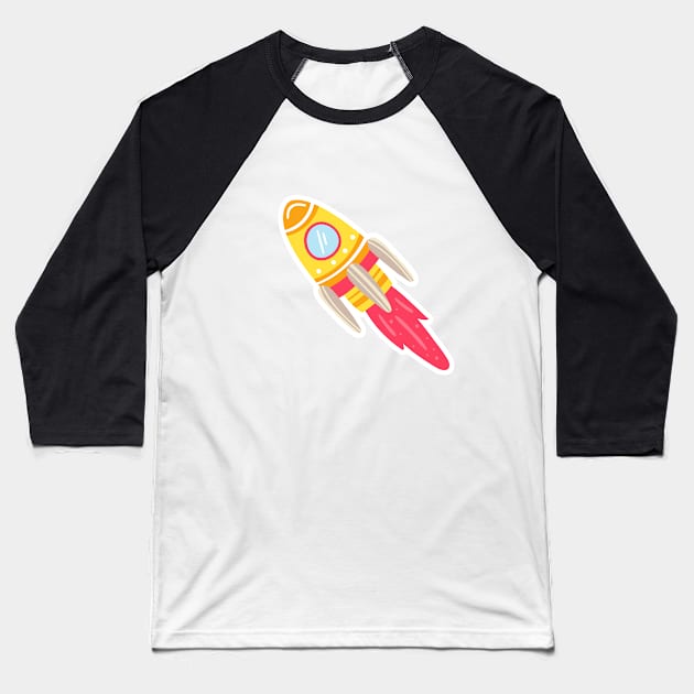 Rocket Art Baseball T-Shirt by Usea Studio